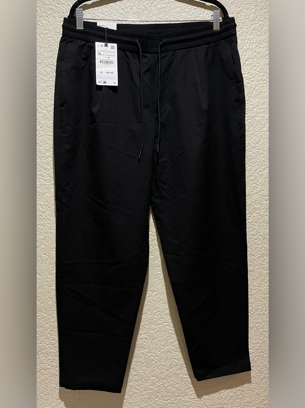 Zara NWT Women’s Black Drawstring Cropped Pants with Pockets Tapered Leg Size XL